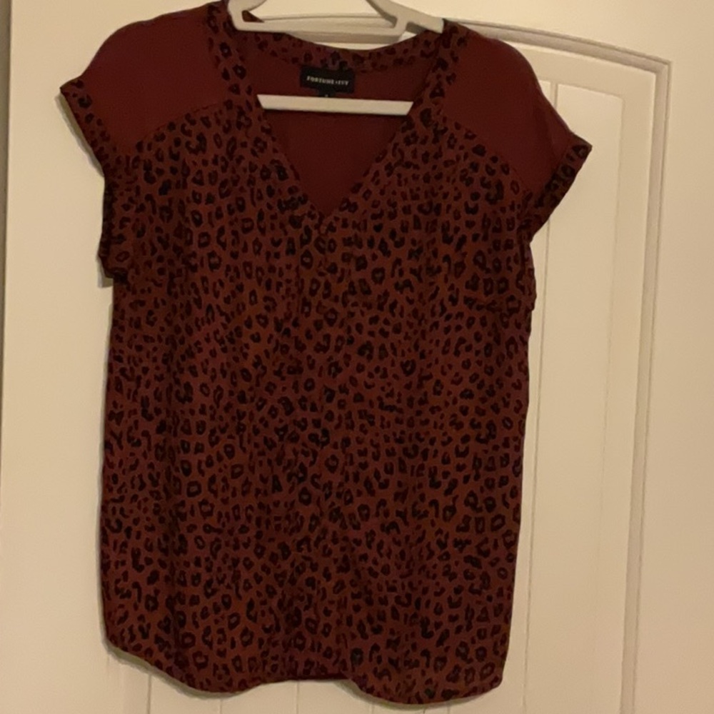 Fortune & Ivy Red Cap Sleeve Blouse